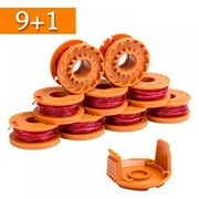 Weed Eater String for Worx,Replacement Trimmer Spool Line for Worx, Trimmer Line Refills 0.065 inch for Worx,Suitable for Worx Weed Eater,10 Pack,9 Pack Grass Trimmer Line,1 Trimmer Cap